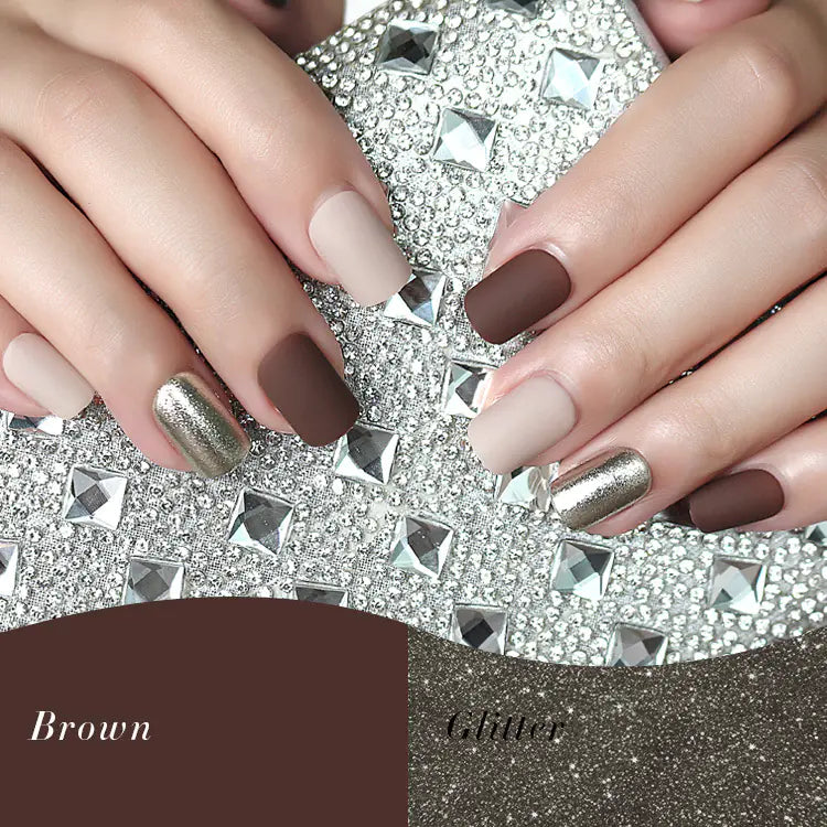 30pcs Khaki Press On Nails – Ultra-Thin Removable False Nails