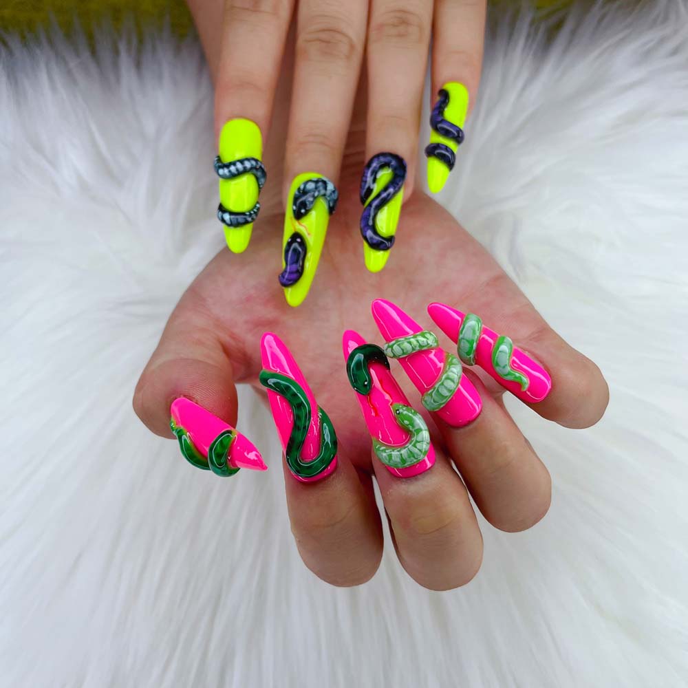 XXL Custom Press On Nails – Handmade Acrylic False Nails with Box