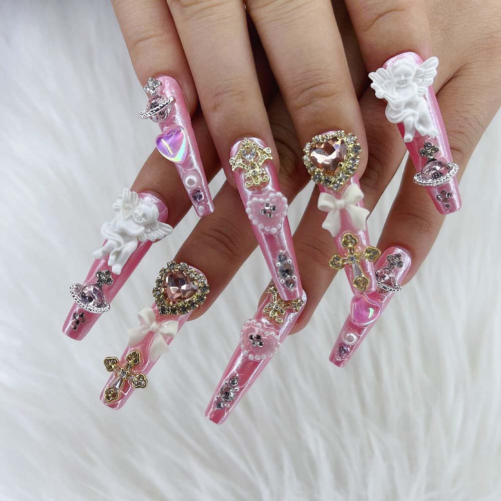 XXL Custom Press On Nails – Handmade Acrylic False Nails with Box
