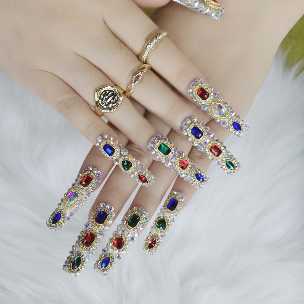XXL Custom Press On Nails – Handmade Acrylic False Nails with Box