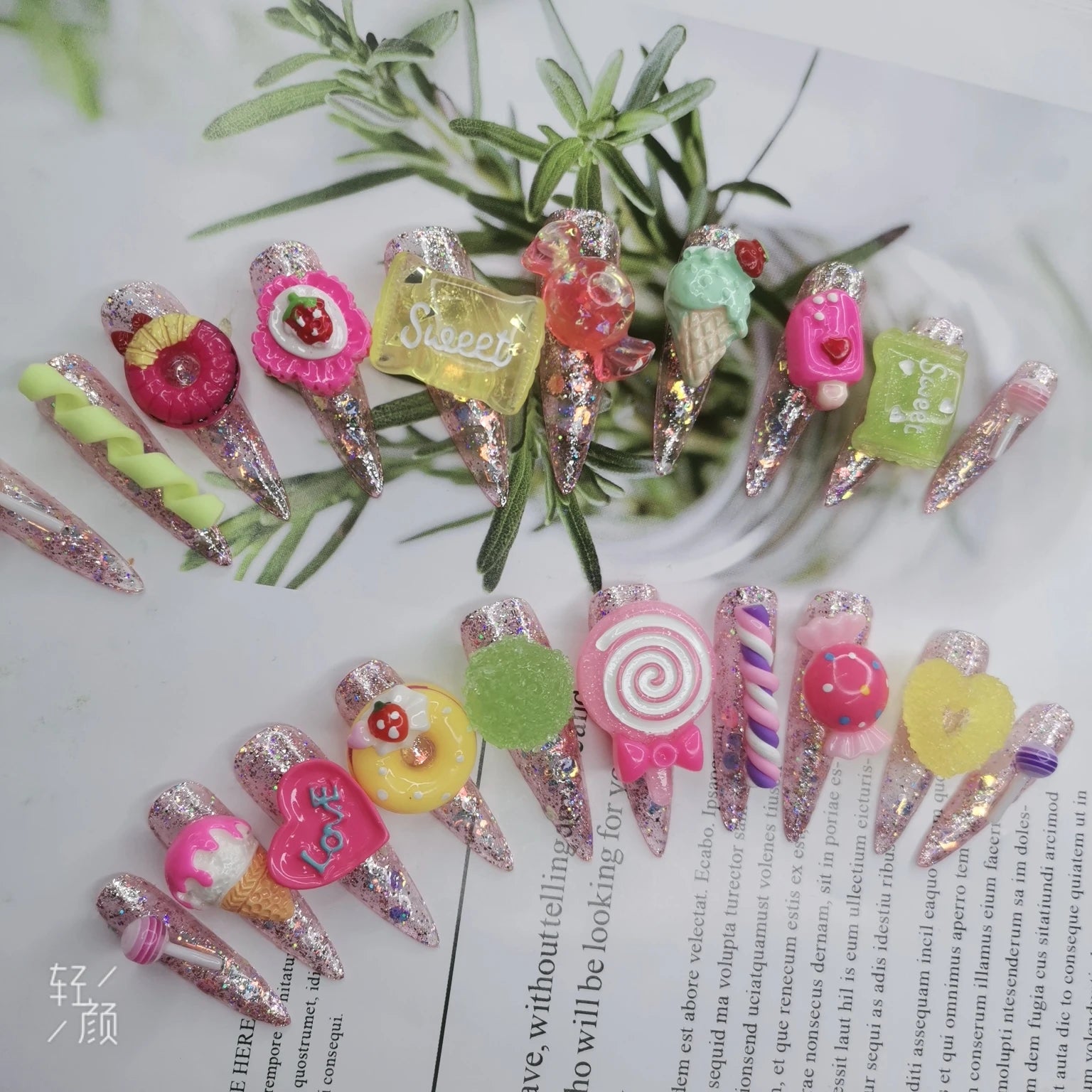 Thick Acrylic Press On Nails – Handmade 10 Pcs Hand-Painted False Nails