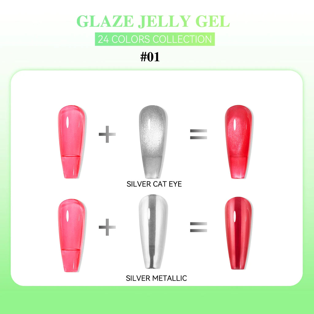 24 Colors Jelly Sheer UV Gel Nail Polish Set – High Pigment with Box