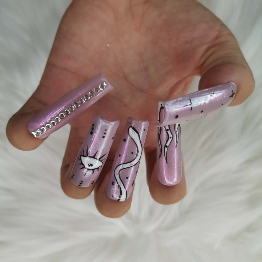 XXL Custom Press On Nails – Handmade Acrylic False Nails with Box