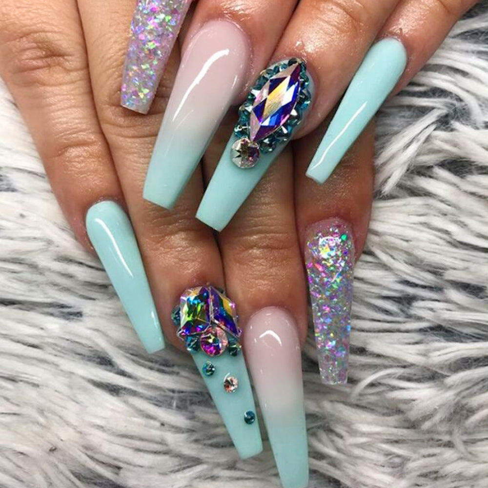 Long Coffin Press On Nails – Colorful Matte Ballerina False Nails (Wholesale)