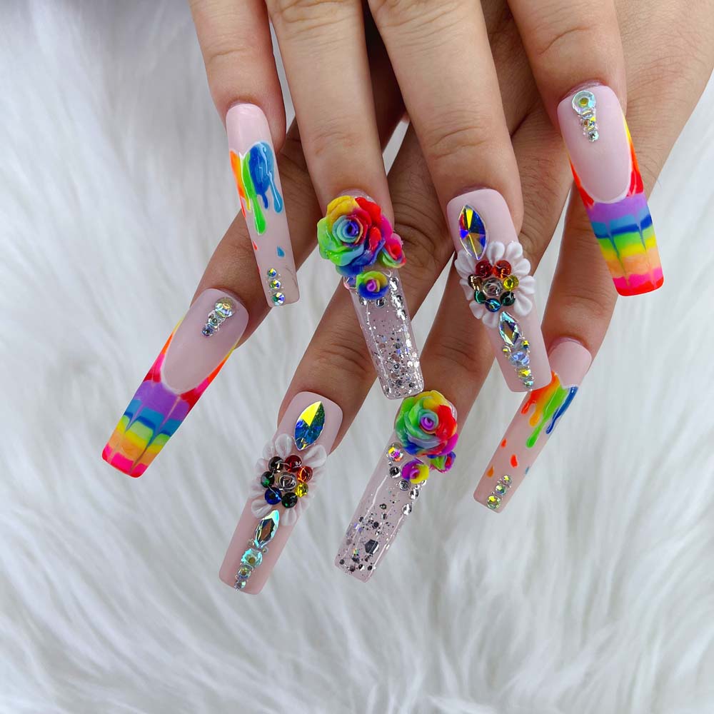 XXL Custom Press On Nails – Handmade Acrylic False Nails with Box
