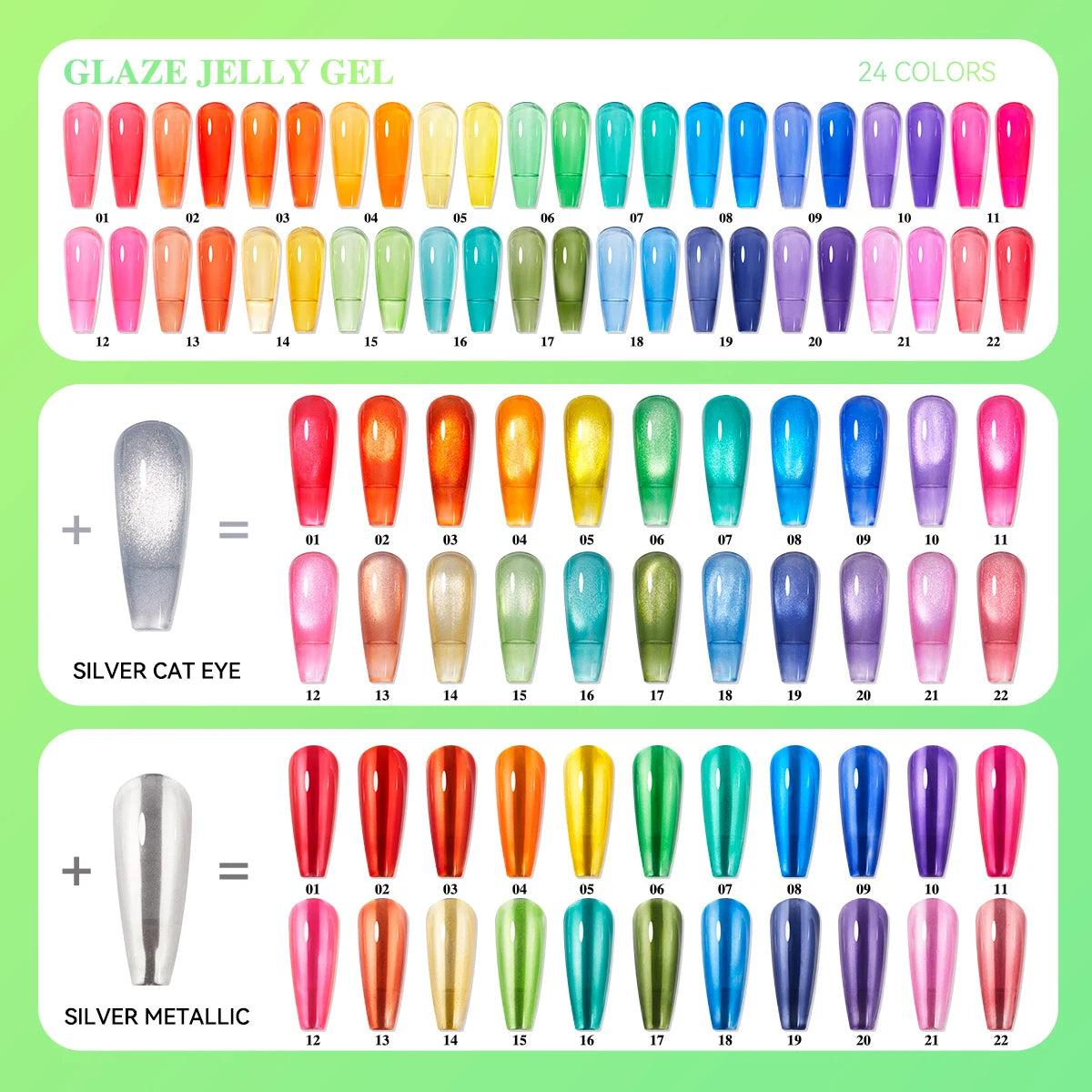 24 Colors Jelly Sheer UV Gel Nail Polish Set – High Pigment with Box