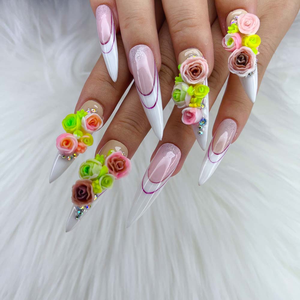 XXL Custom Press On Nails – Handmade Acrylic False Nails with Box