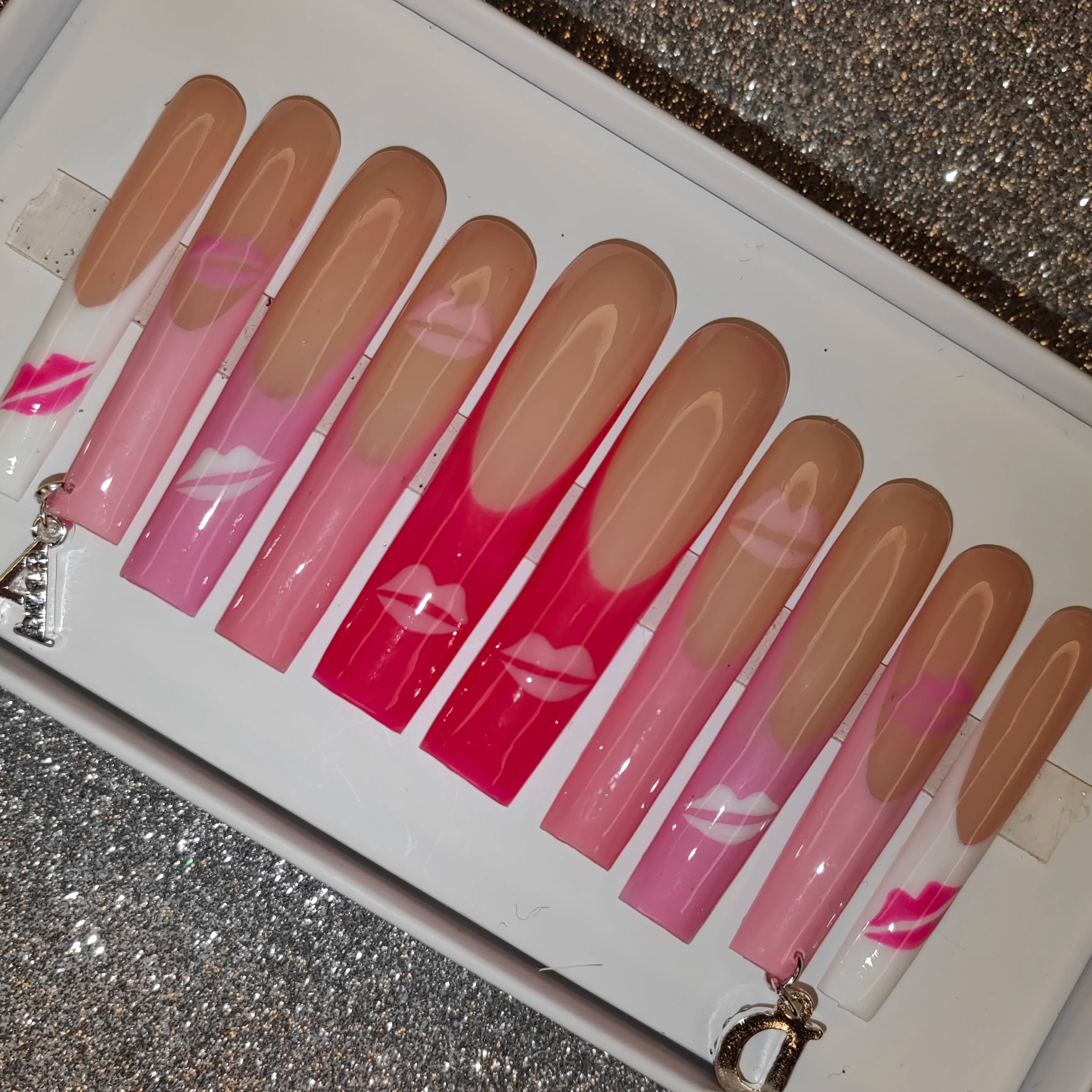 Thick Acrylic Press On Nails – Handmade 10 Pcs Hand-Painted False Nails