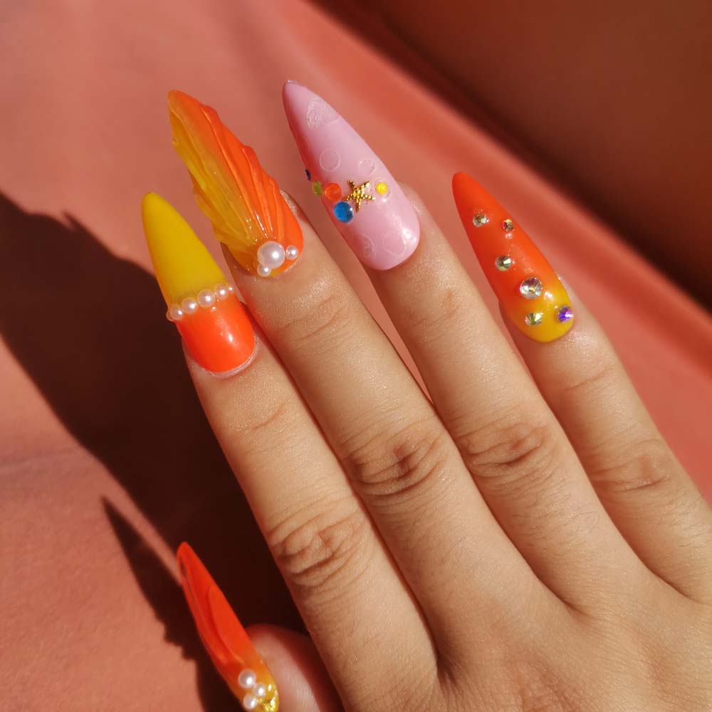 XXL Custom Press On Nails – Handmade Acrylic False Nails with Box