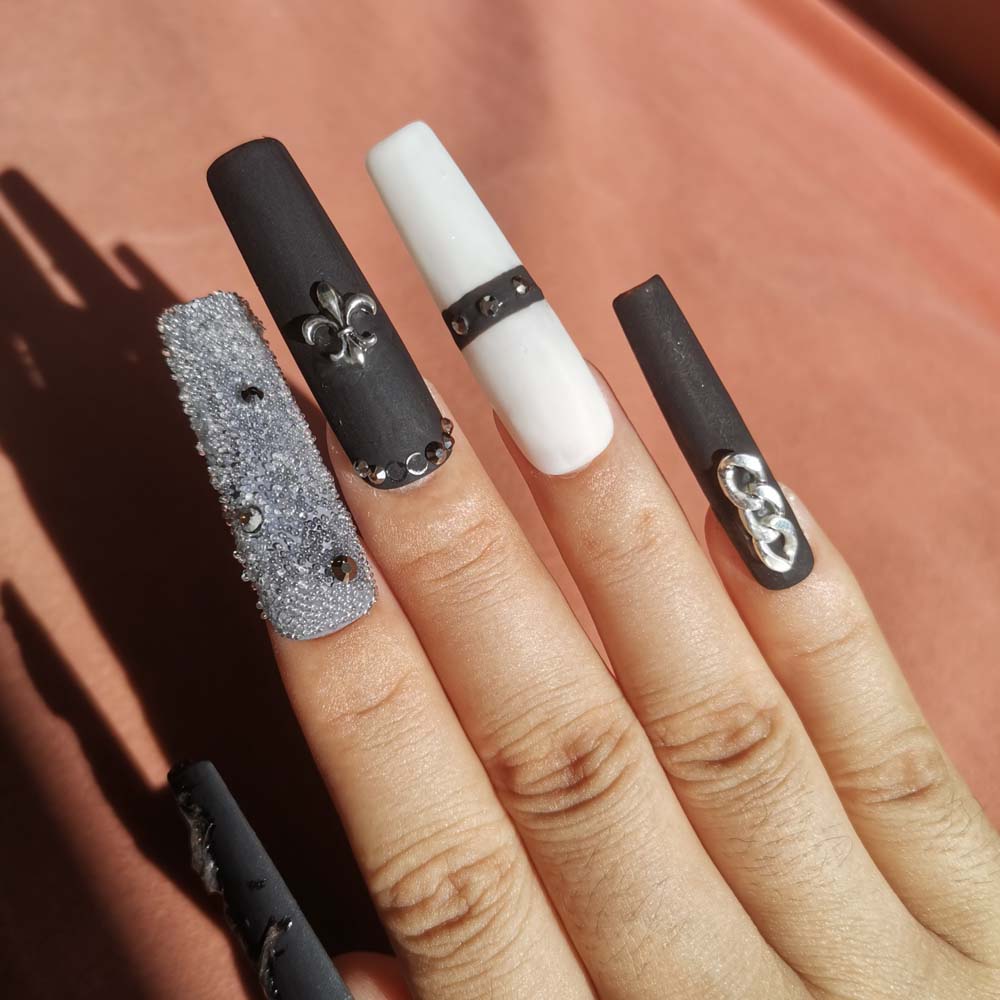 XXL Custom Press On Nails – Handmade Acrylic False Nails with Box
