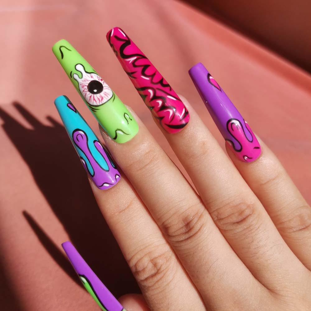 XXL Custom Press On Nails – Handmade Acrylic False Nails with Box