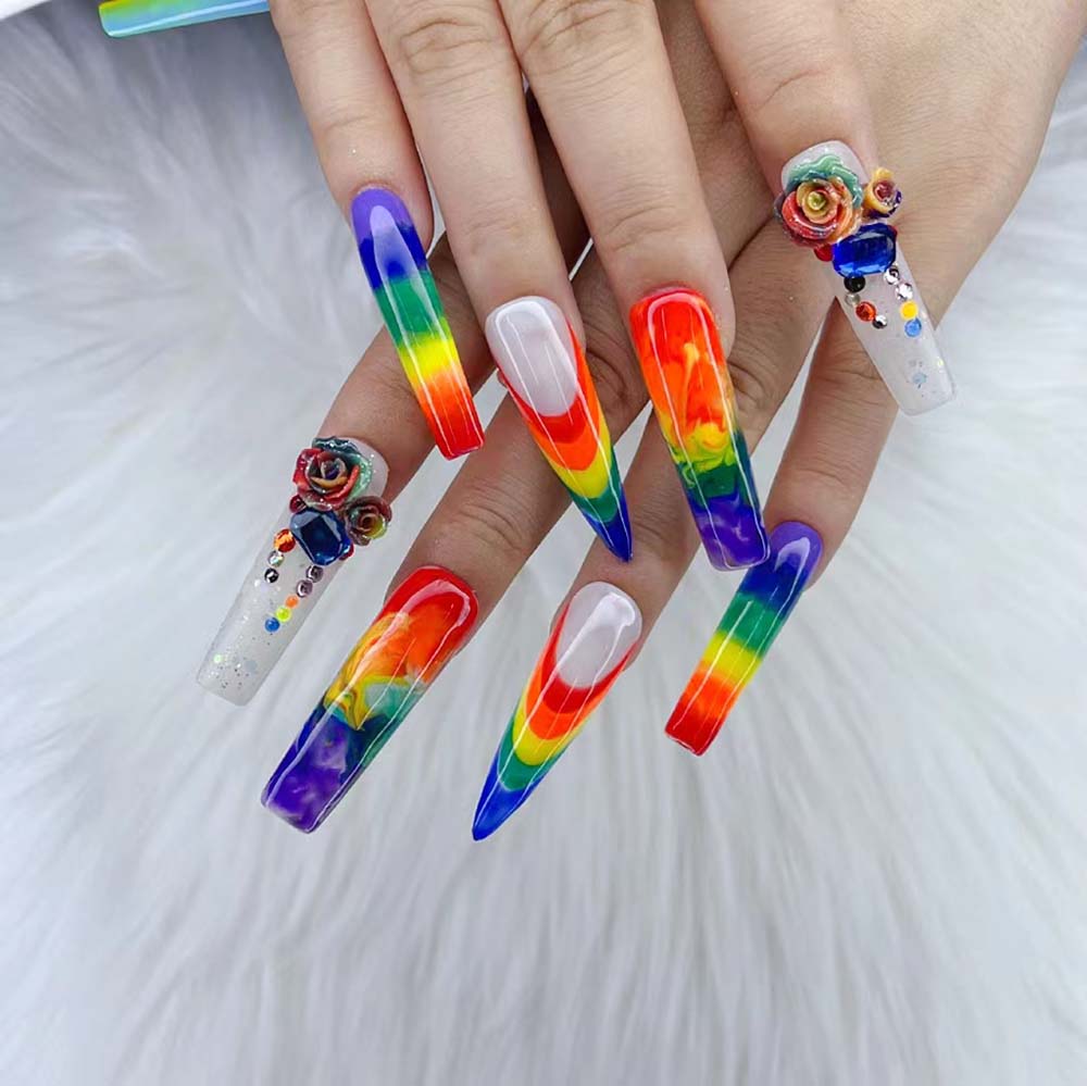 XXL Custom Press On Nails – Handmade Acrylic False Nails with Box