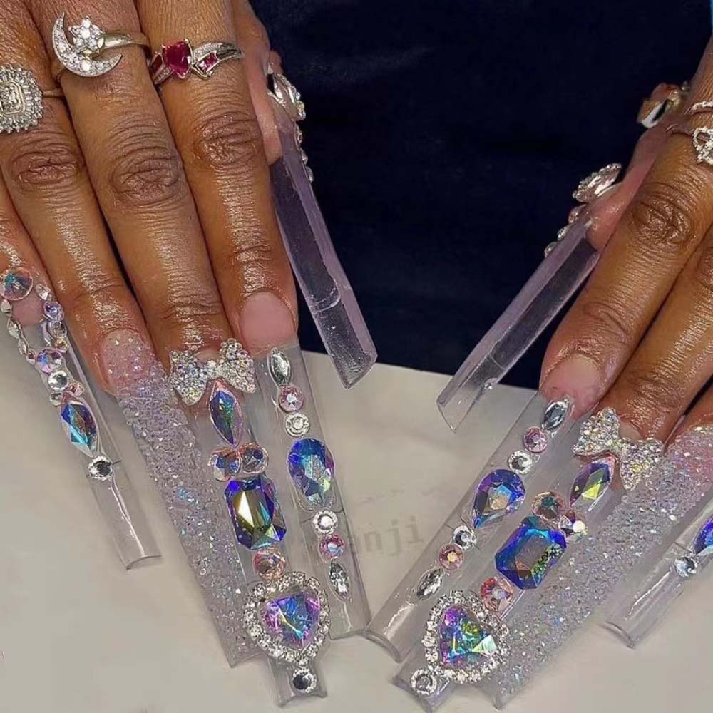 XXL Custom Press On Nails – Handmade Acrylic False Nails with Box