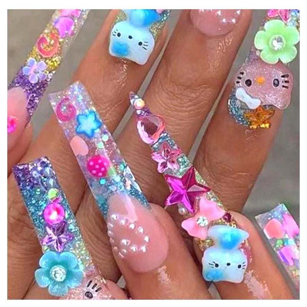 XXL Custom Press On Nails – Handmade Acrylic False Nails with Box