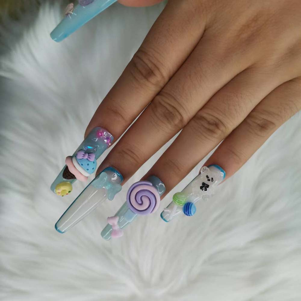 XXL Custom Press On Nails – Handmade Acrylic False Nails with Box
