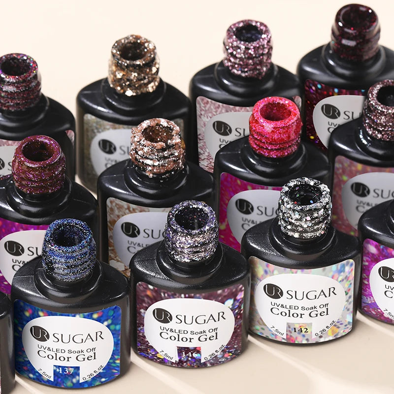 7.5ml Glitter UV Gel Nail Polish – Colorful Sequins Soak Off Gel