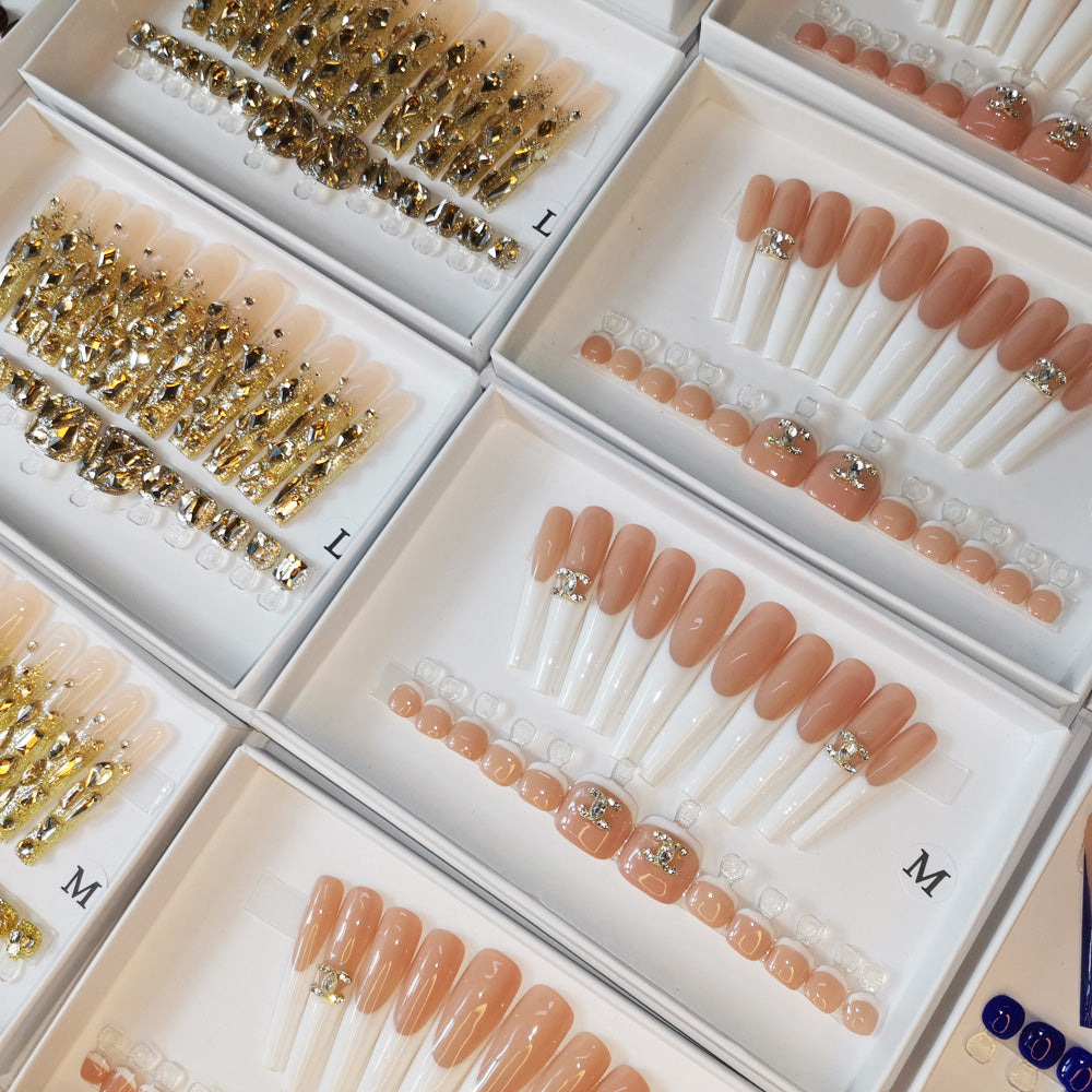 XXL Custom Press On Nails – Handmade Acrylic False Nails with Box