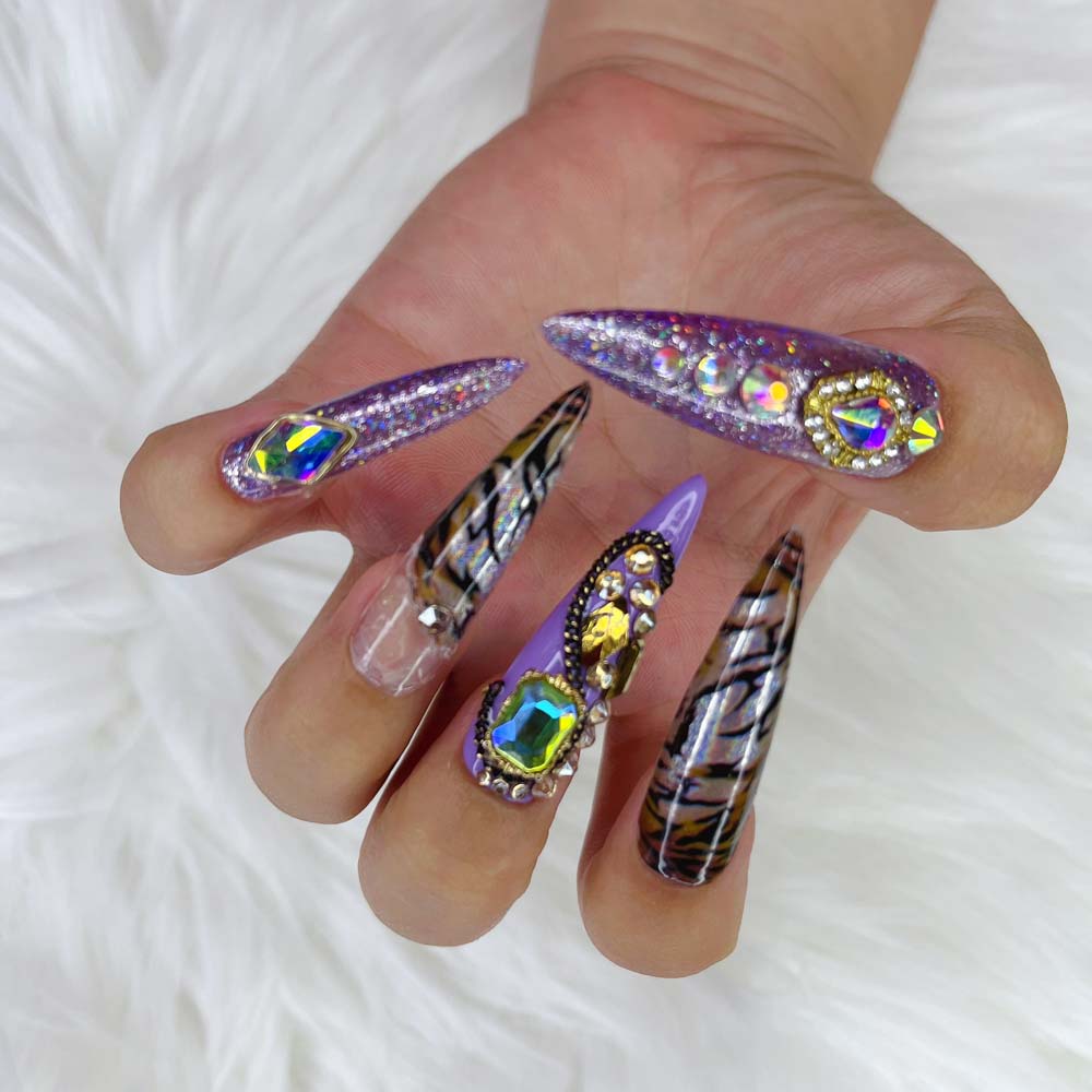 XXL Custom Press On Nails – Handmade Acrylic False Nails with Box