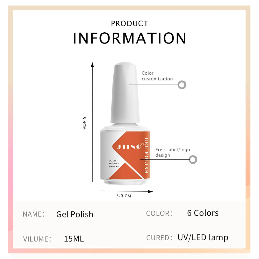 6 Colors Gel Nail Polish Set – Soak Off UV Gel with Box