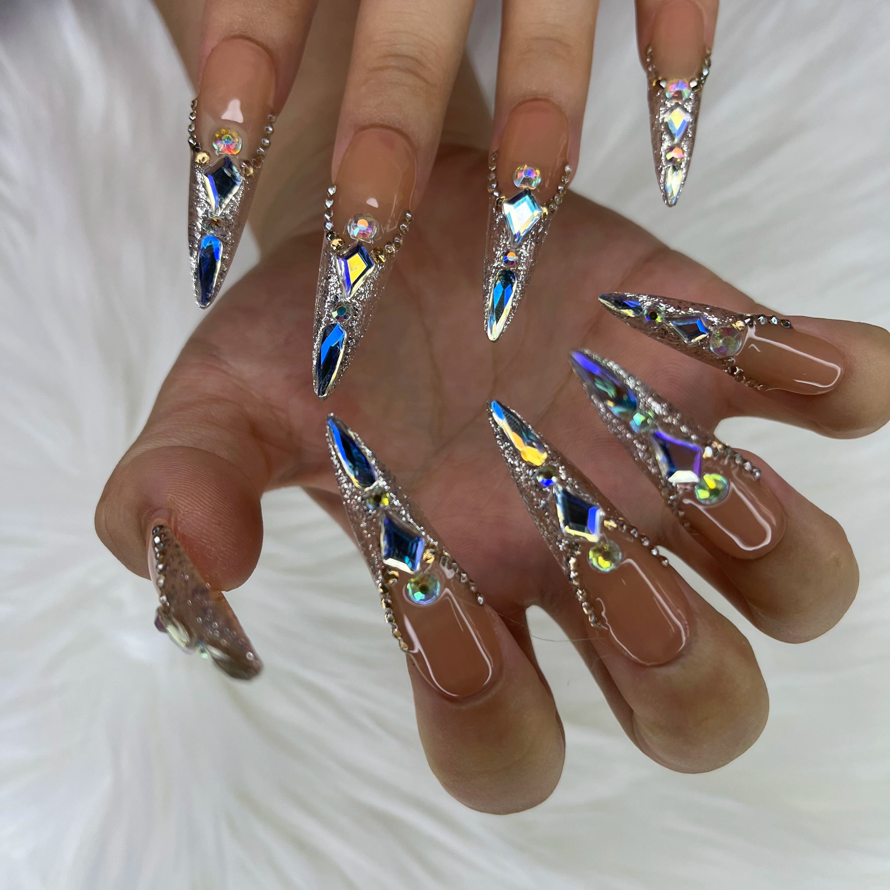 Thick Acrylic Press On Nails – Handmade 10 Pcs Hand-Painted False Nails
