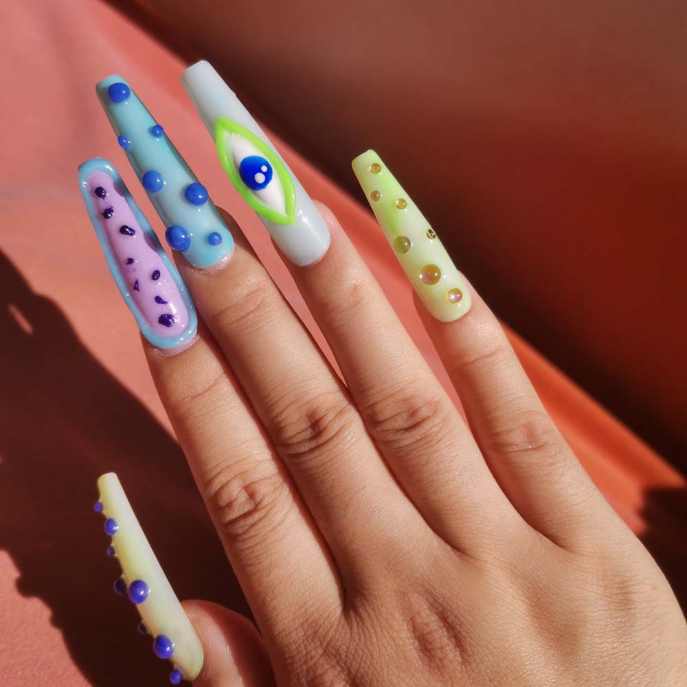 XXL Custom Press On Nails – Handmade Acrylic False Nails with Box