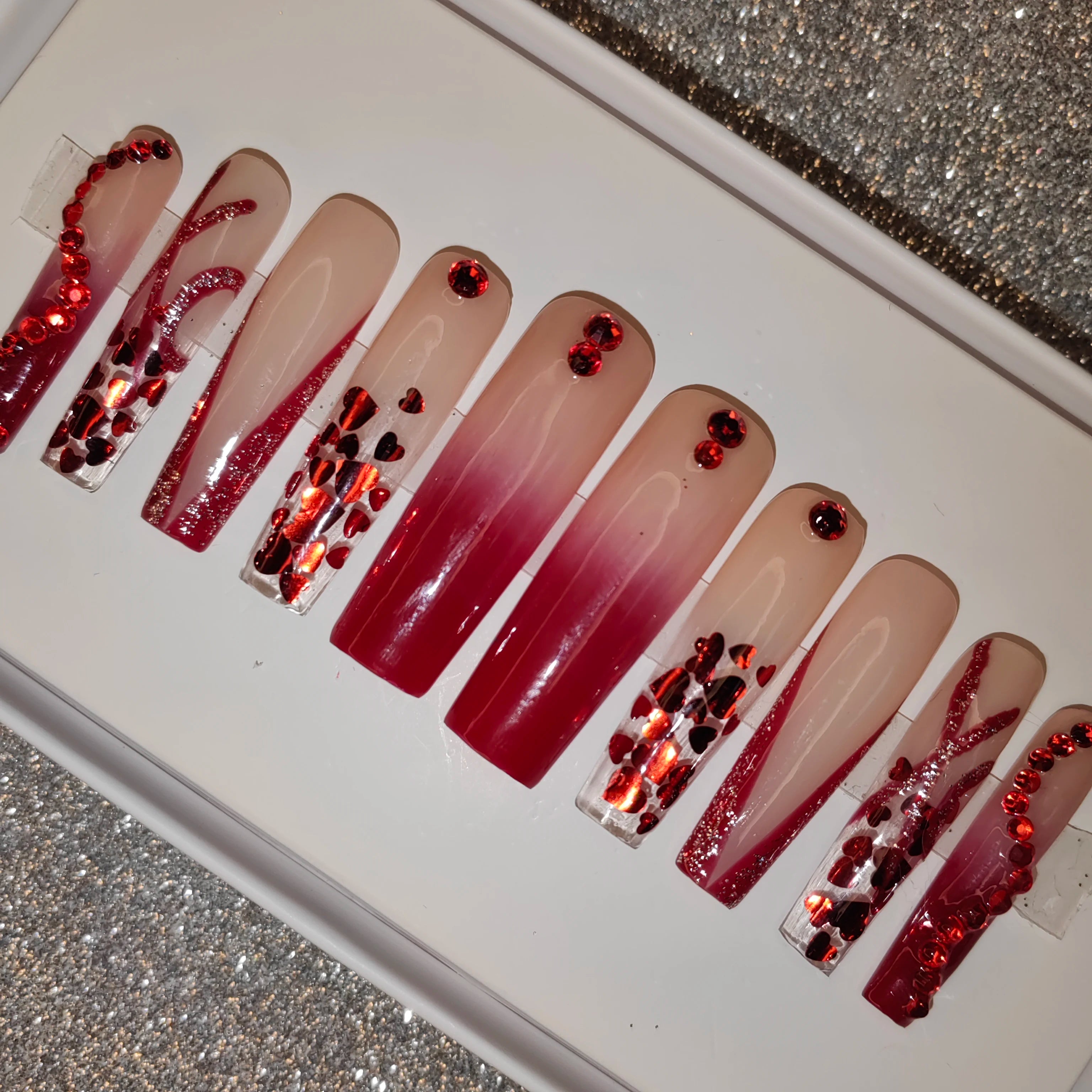 Thick Acrylic Press On Nails – Handmade 10 Pcs Hand-Painted False Nails