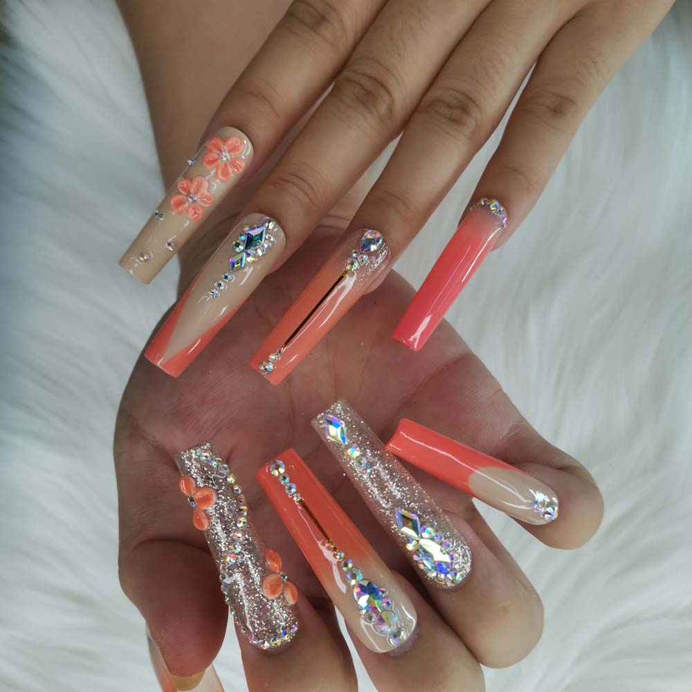 XXL Custom Press On Nails – Handmade Acrylic False Nails with Box