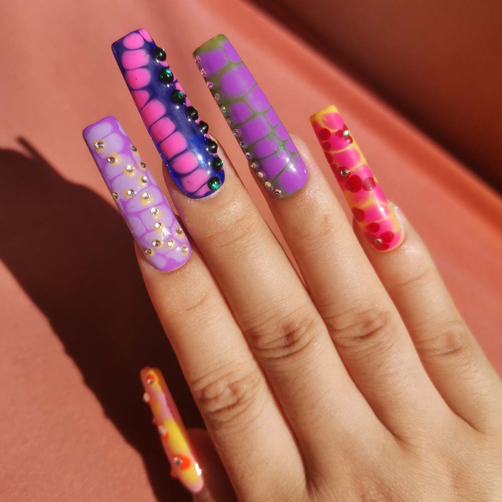 XXL Custom Press On Nails – Handmade Acrylic False Nails with Box
