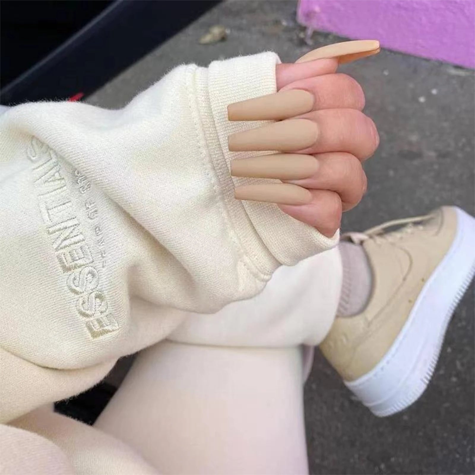 Coffin Press On Nails with Designs – False Nail Tips Set with Glue