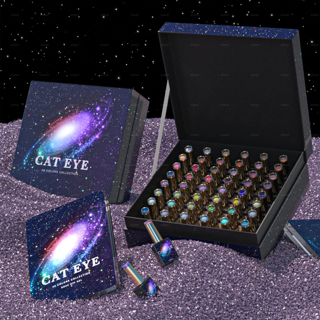 48 Colors Cat Eye Gel Polish Set – Magnetic UV Nail Kit with Box