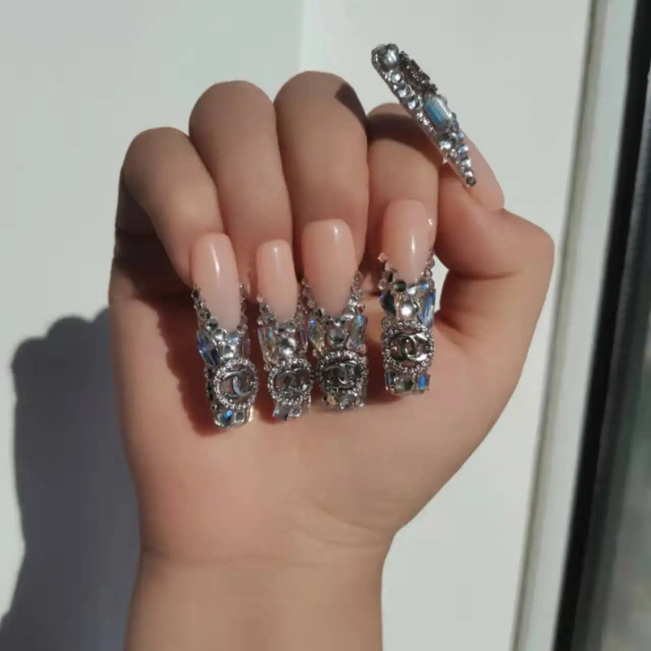 Thick Acrylic Press On Nails – Handmade 10 Pcs Hand-Painted False Nails