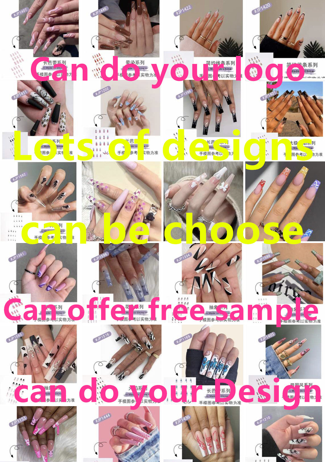 Hot Custom Logo Full Cover False Nails – Short Designer Press On Tips