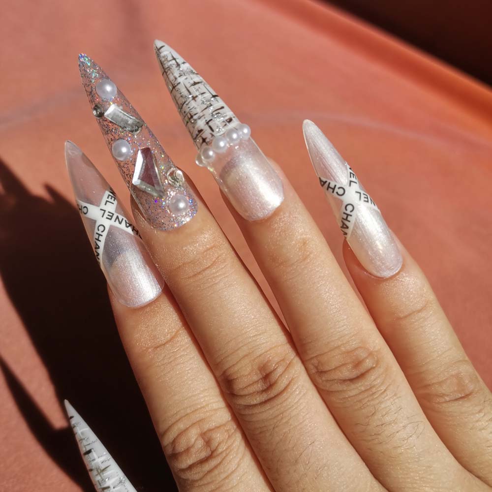 XXL Custom Press On Nails – Handmade Acrylic False Nails with Box