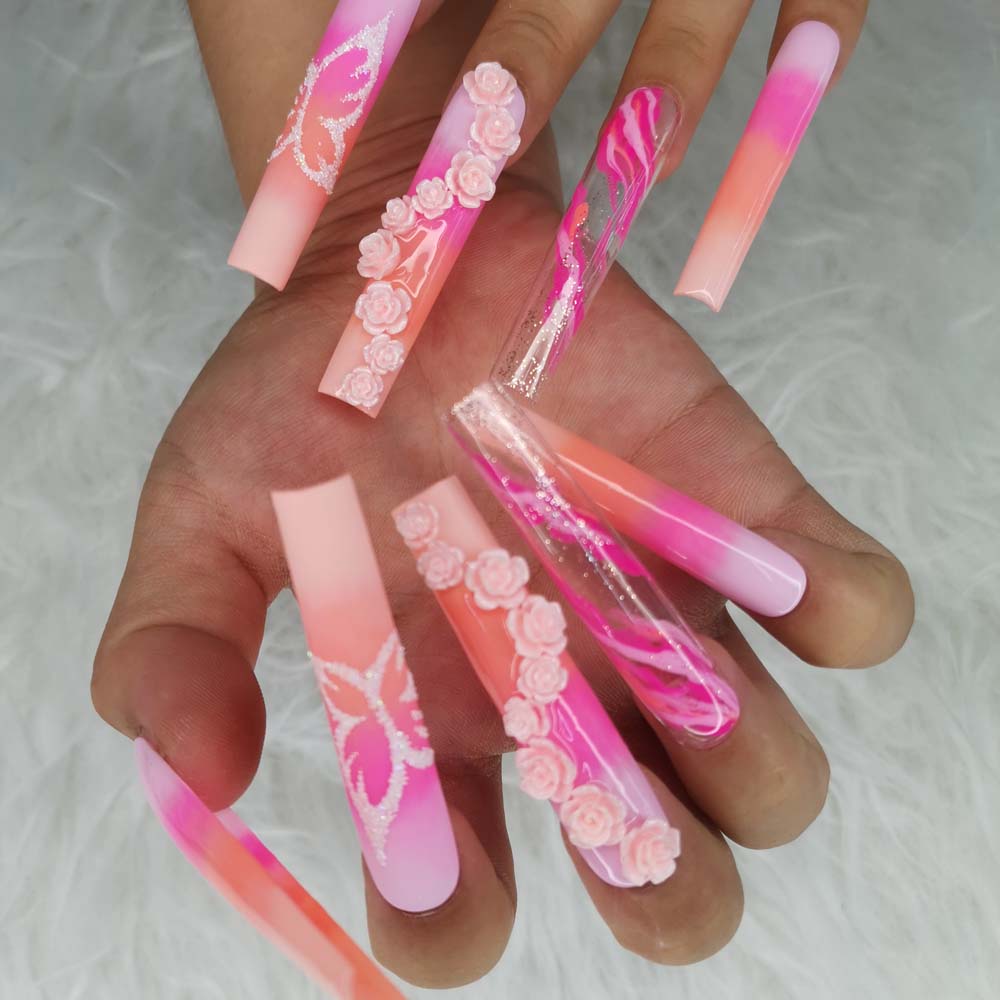 XXL Custom Press On Nails – Handmade Acrylic False Nails with Box