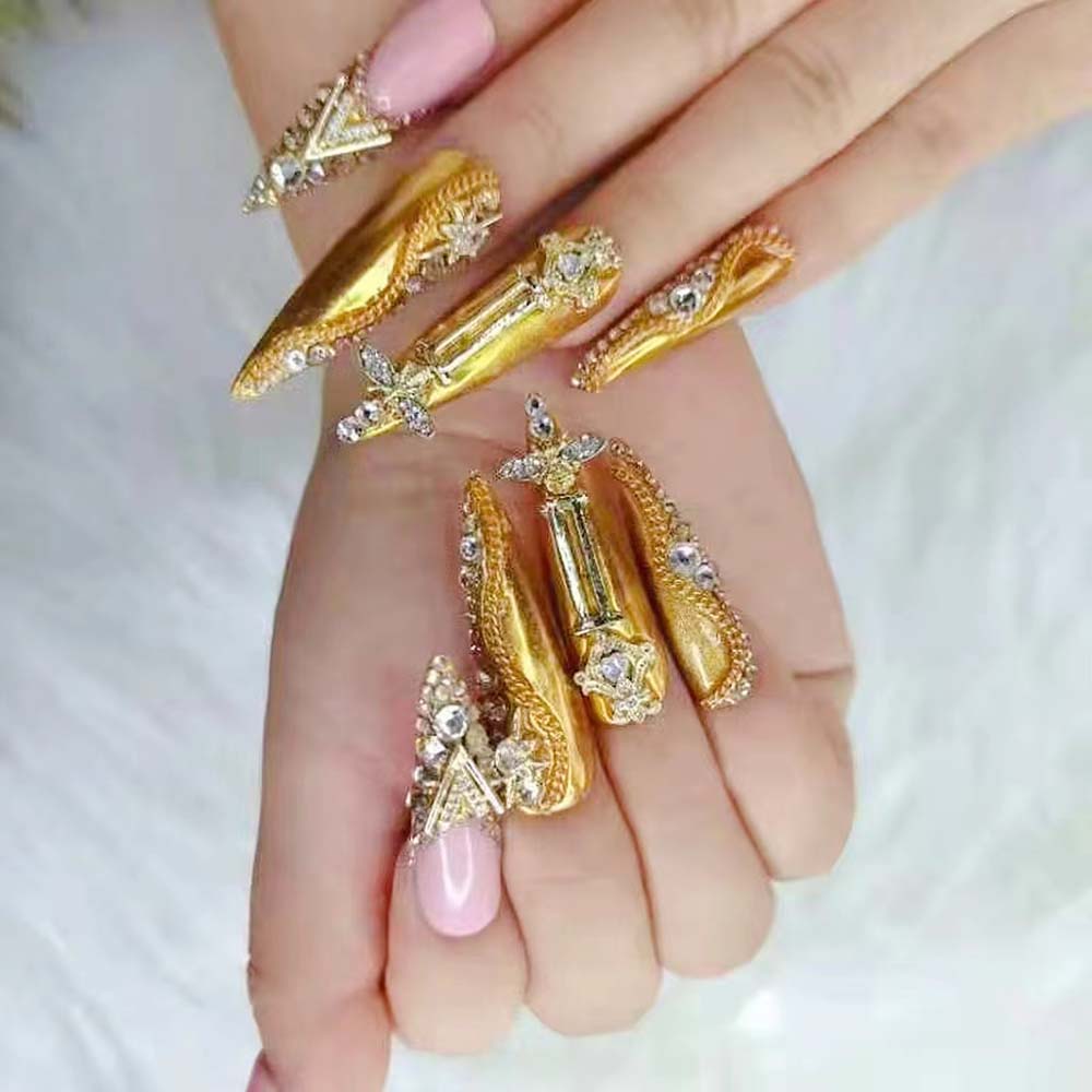 XXL Custom Press On Nails – Handmade Acrylic False Nails with Box