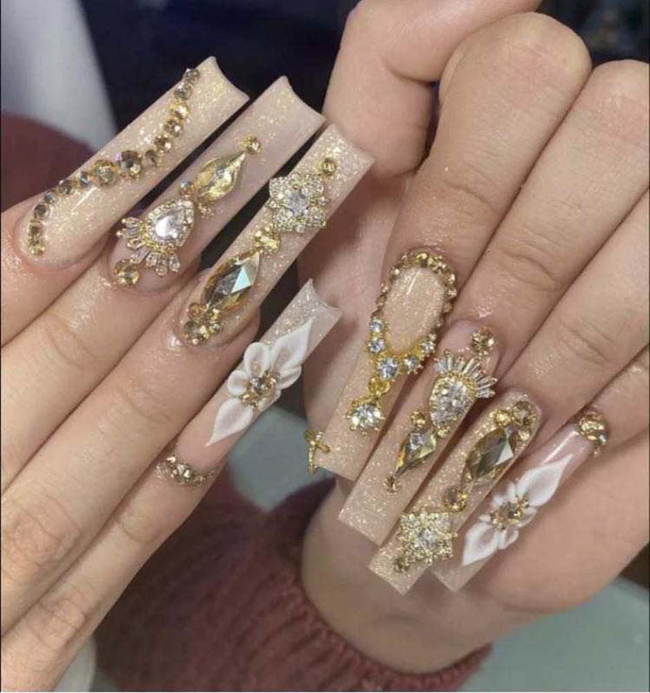 XXL Custom Press On Nails – Handmade Acrylic False Nails with Box