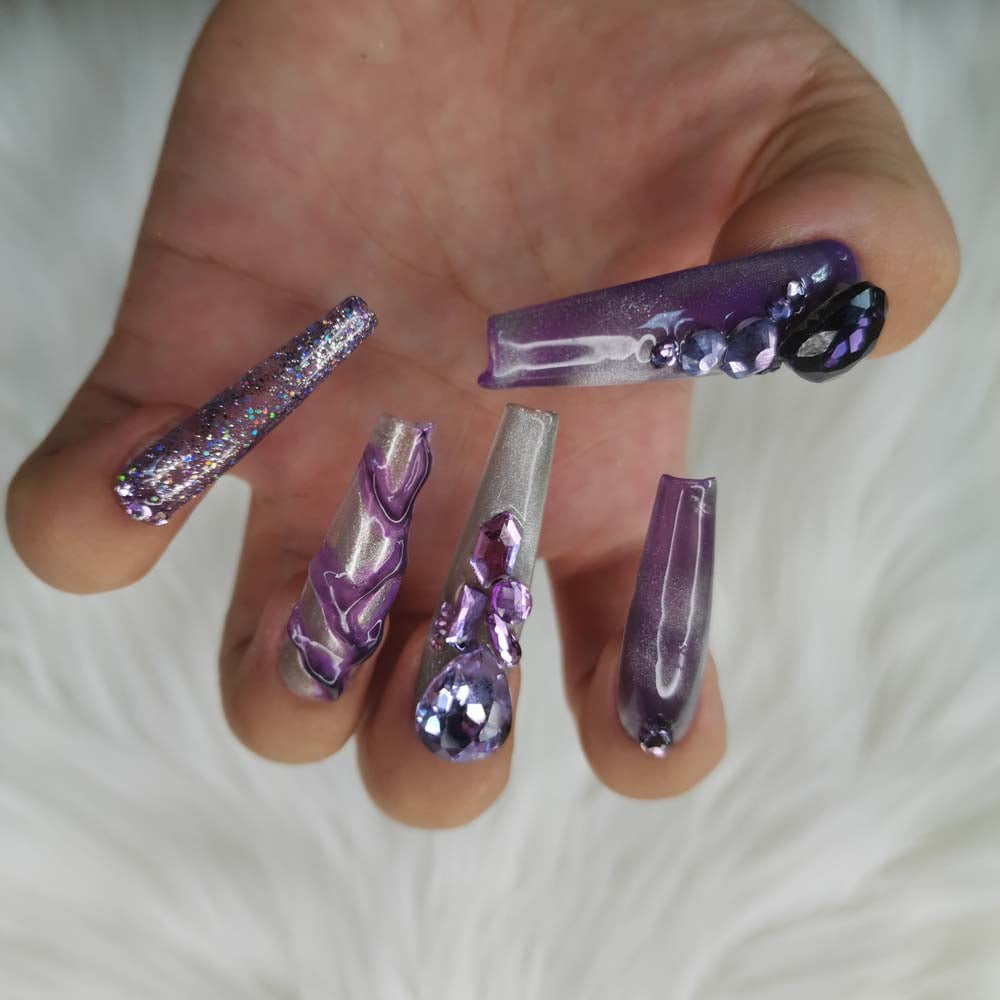 XXL Custom Press On Nails – Handmade Acrylic False Nails with Box