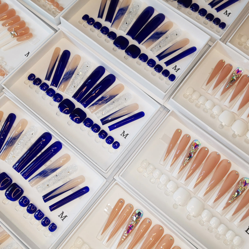 XXL Custom Press On Nails – Handmade Acrylic False Nails with Box