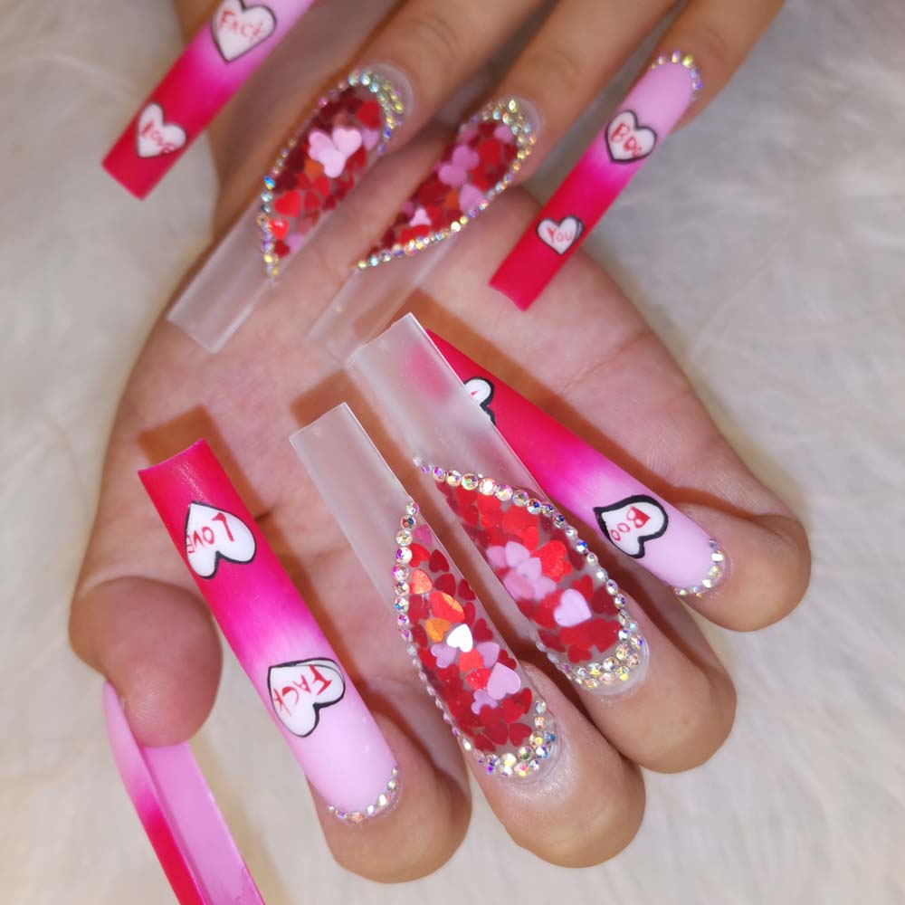 XXL Custom Press On Nails – Handmade Acrylic False Nails with Box