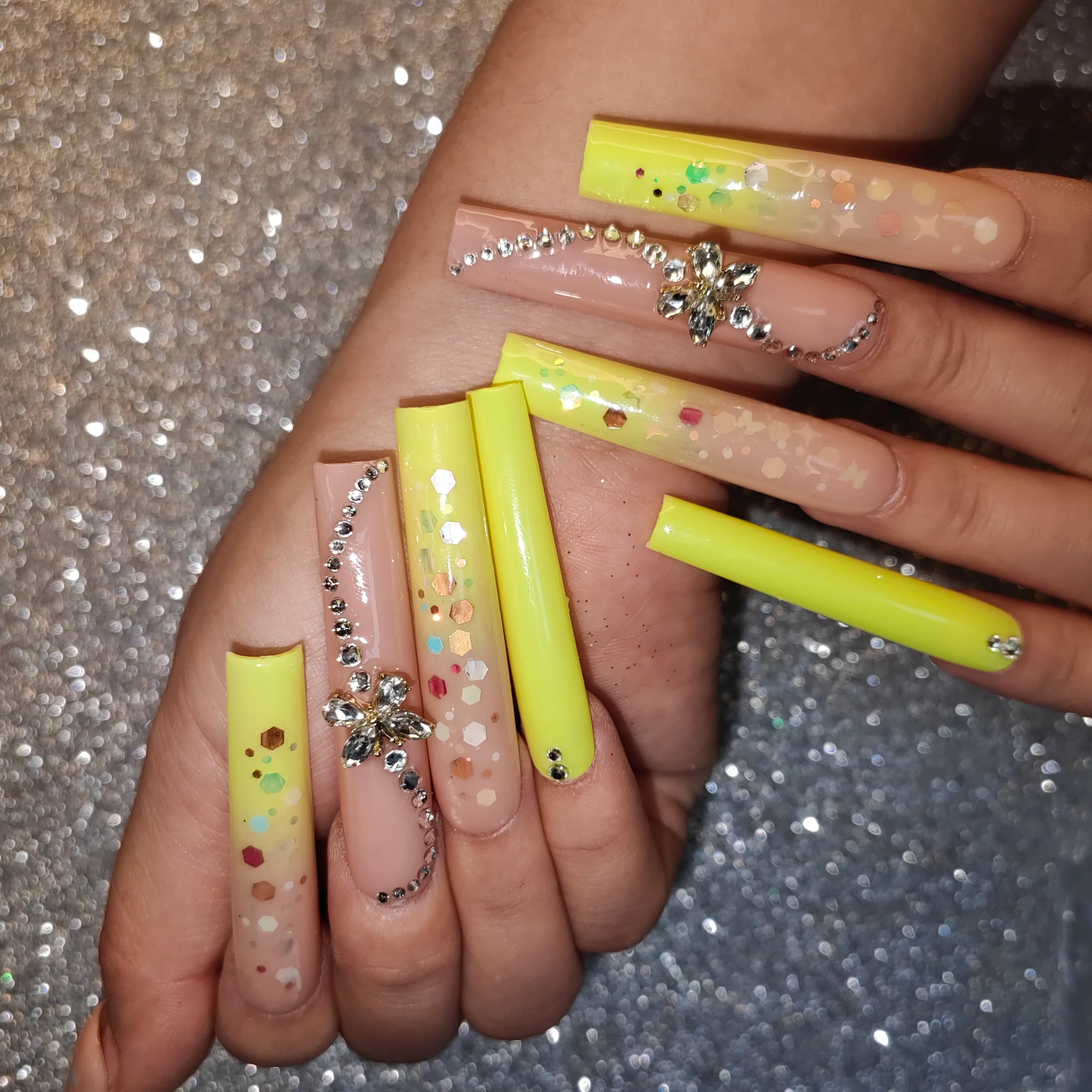 Thick Acrylic Press On Nails – Handmade 10 Pcs Hand-Painted False Nails