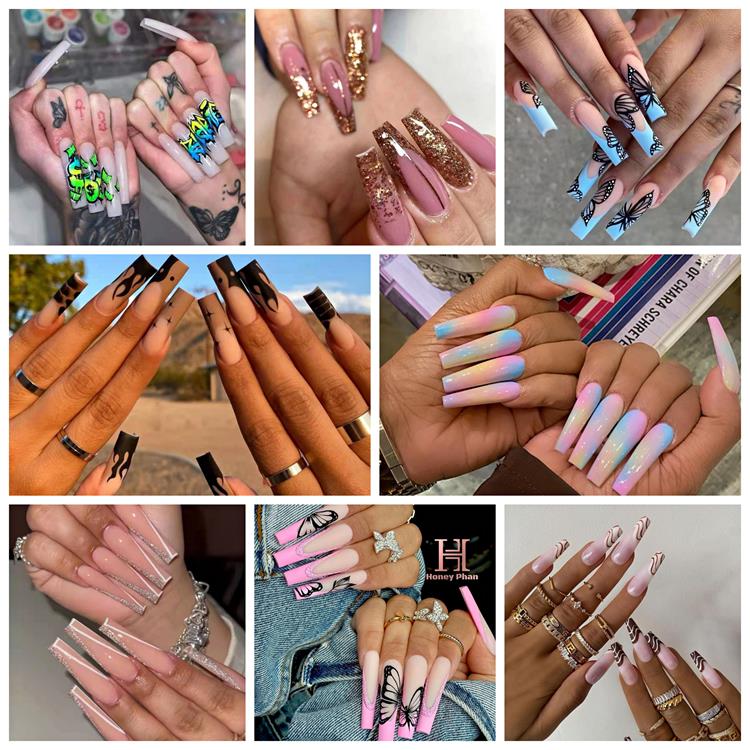 Long Coffin Press On Nails – Colorful Matte Ballerina False Nails (Wholesale)