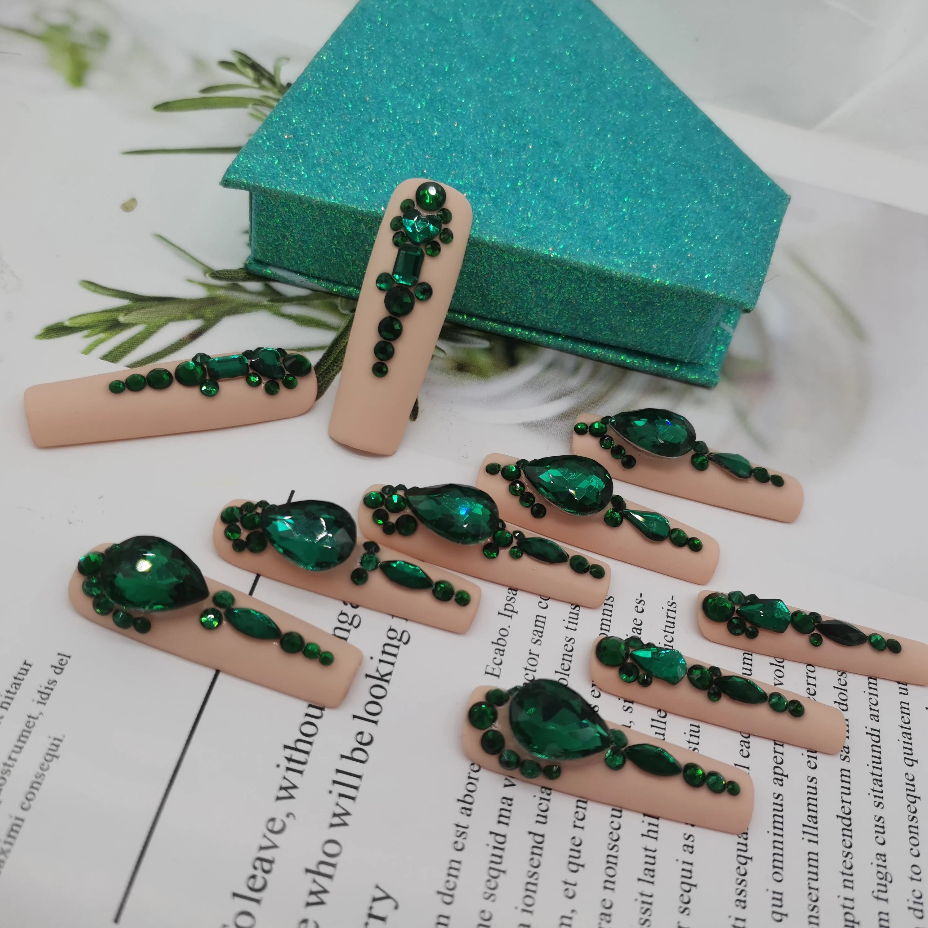 Thick Acrylic Press On Nails – Handmade 10 Pcs Hand-Painted False Nails