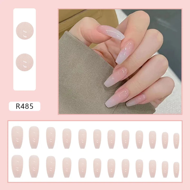 White Heart Pattern Acrylic Press On Nails – High Quality False Fingernails for Women