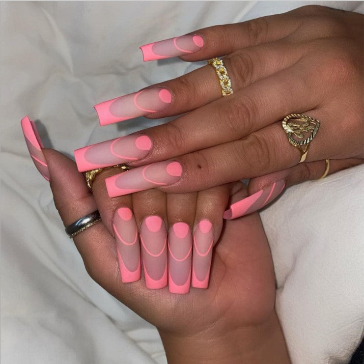 Summer Style Coffin Press On Nails – Acrylic Nail Tips