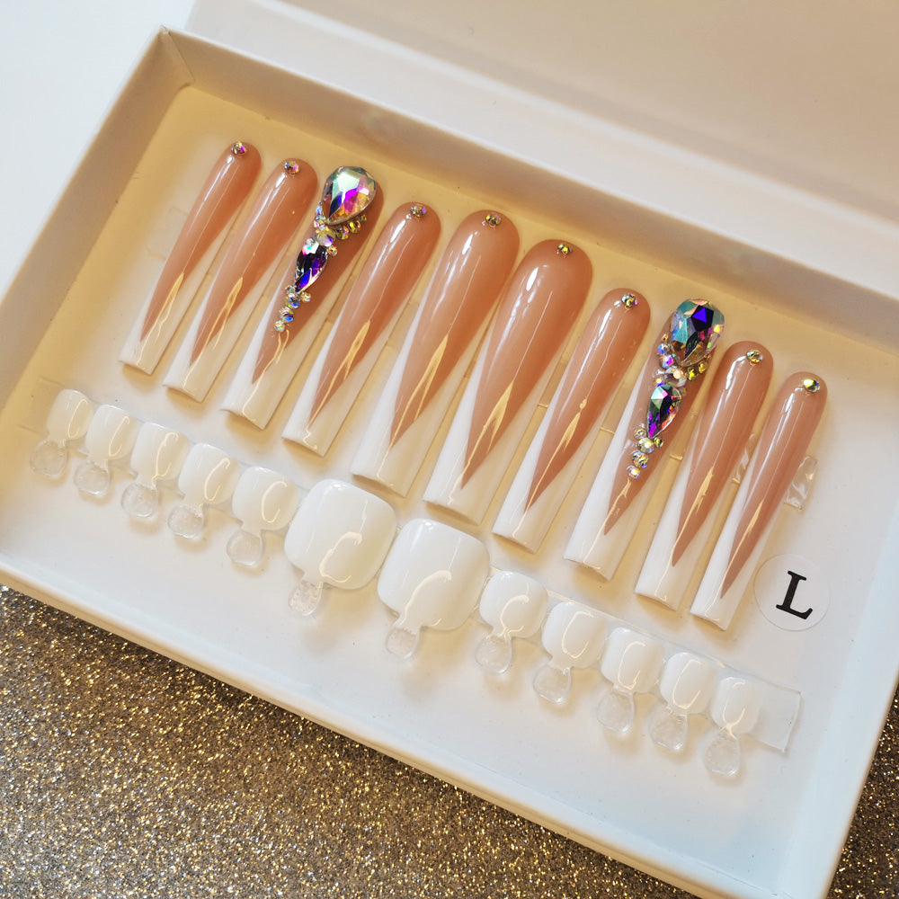 XXL Custom Press On Nails – Handmade Acrylic False Nails with Box