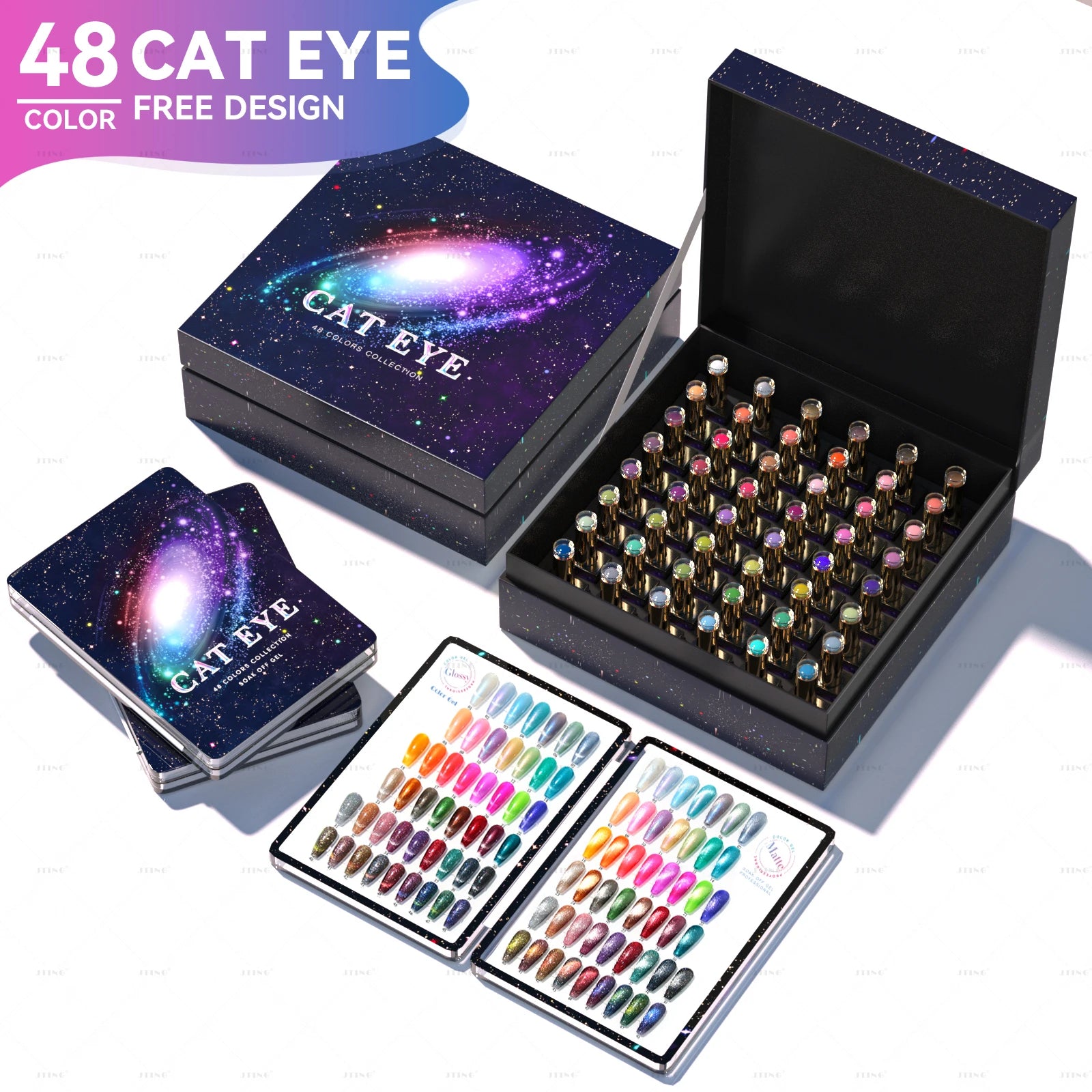 48 Colors Cat Eye Gel Polish Set – Magnetic UV Nail Kit with Box