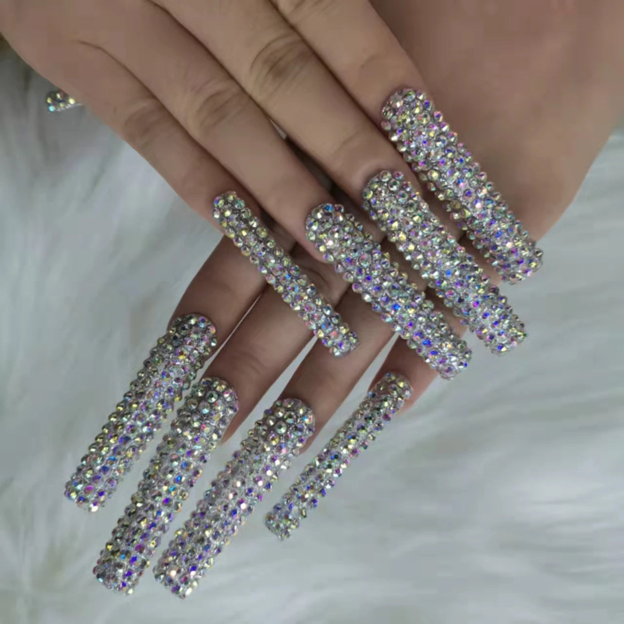 Thick Acrylic Press On Nails – Handmade 10 Pcs Hand-Painted False Nails