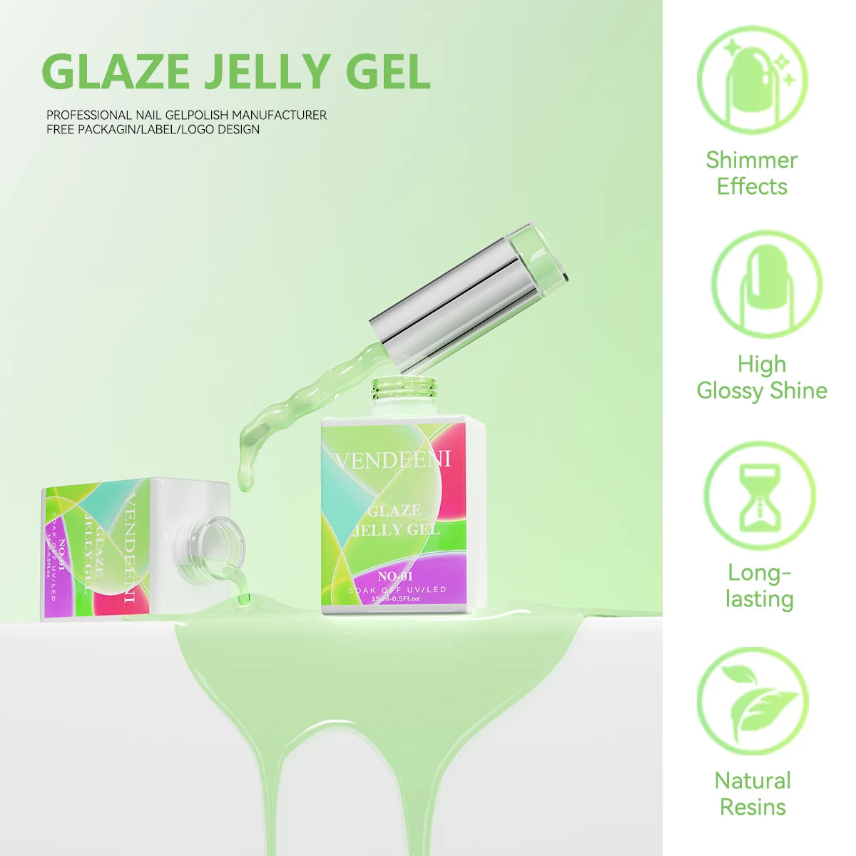 24 Colors Jelly Sheer UV Gel Nail Polish Set – High Pigment with Box