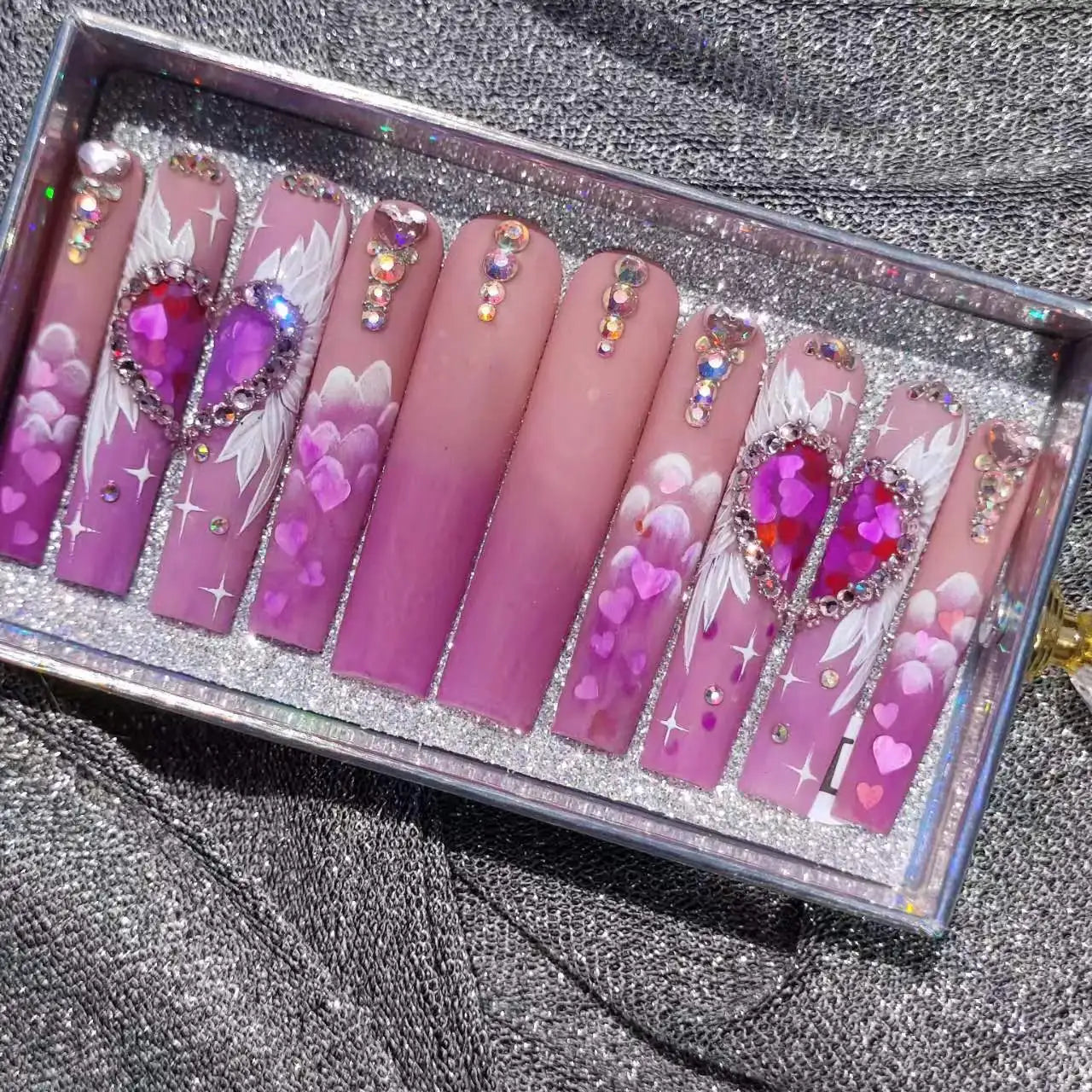 Thick Acrylic Press On Nails – Handmade 10 Pcs Hand-Painted False Nails