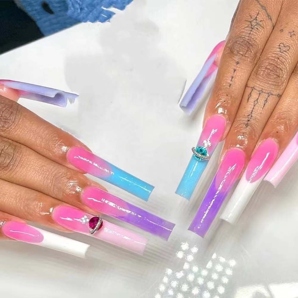 XXL Custom Press On Nails – Handmade Acrylic False Nails with Box